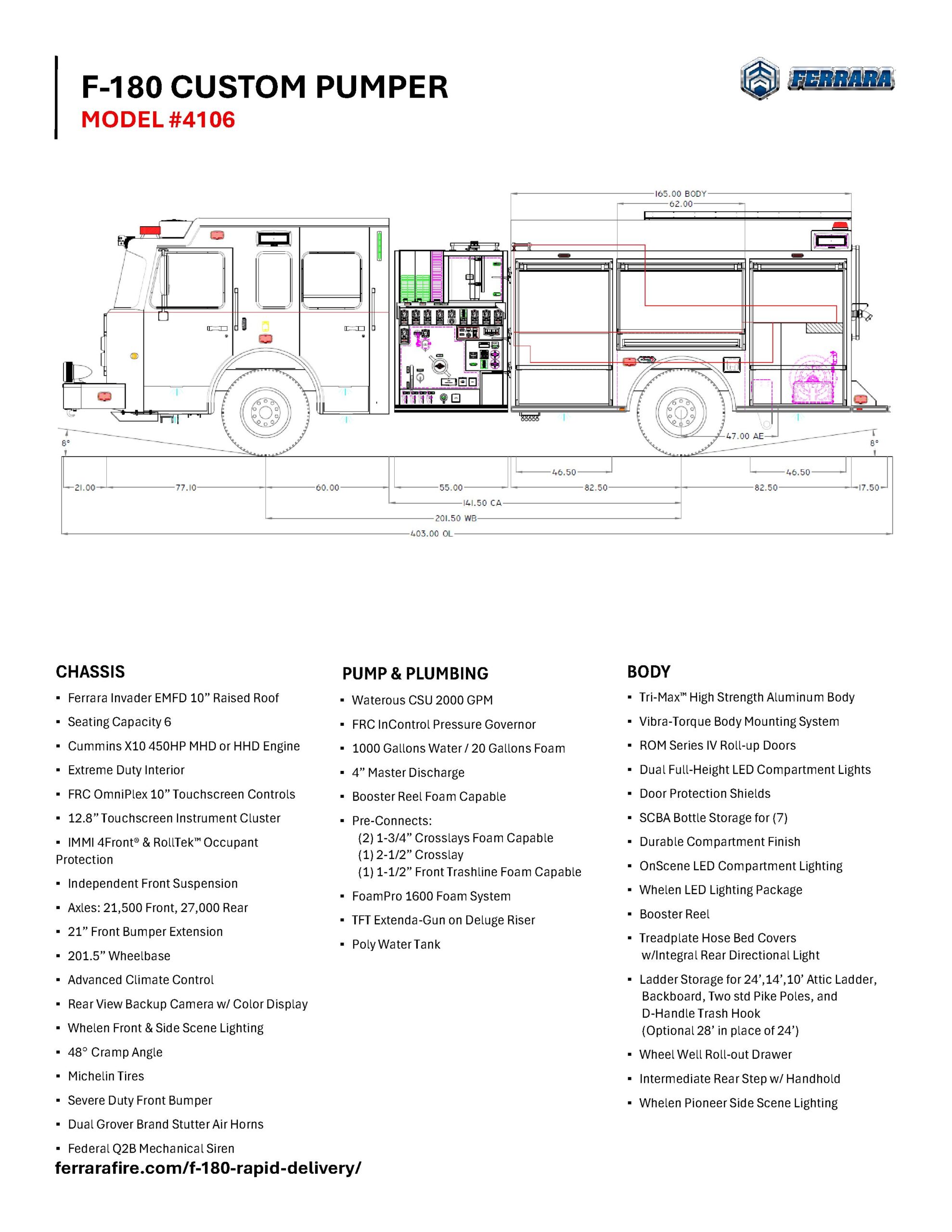 F-180 4106 Pumper engineering drawing