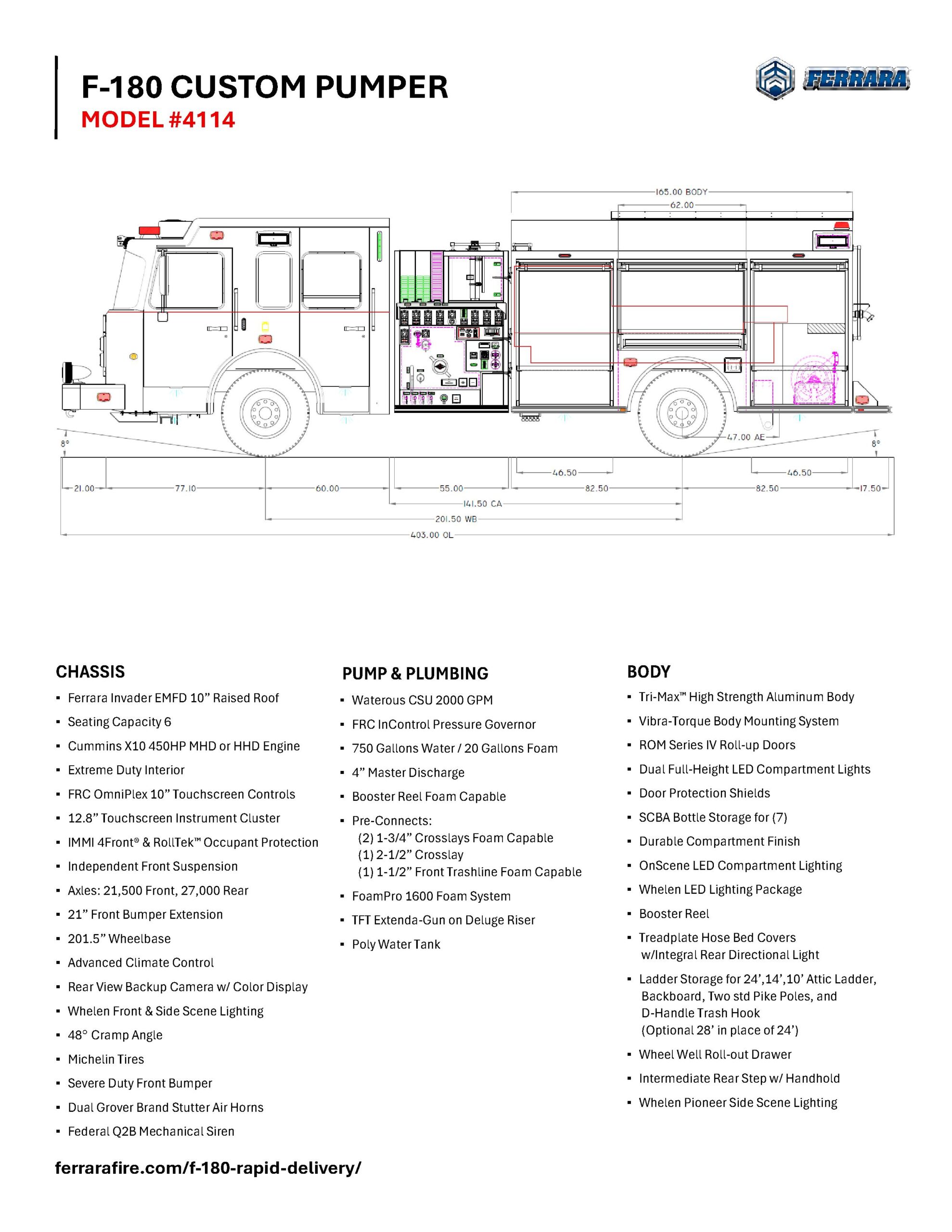 F-180 4114 Pumper engineering drawing