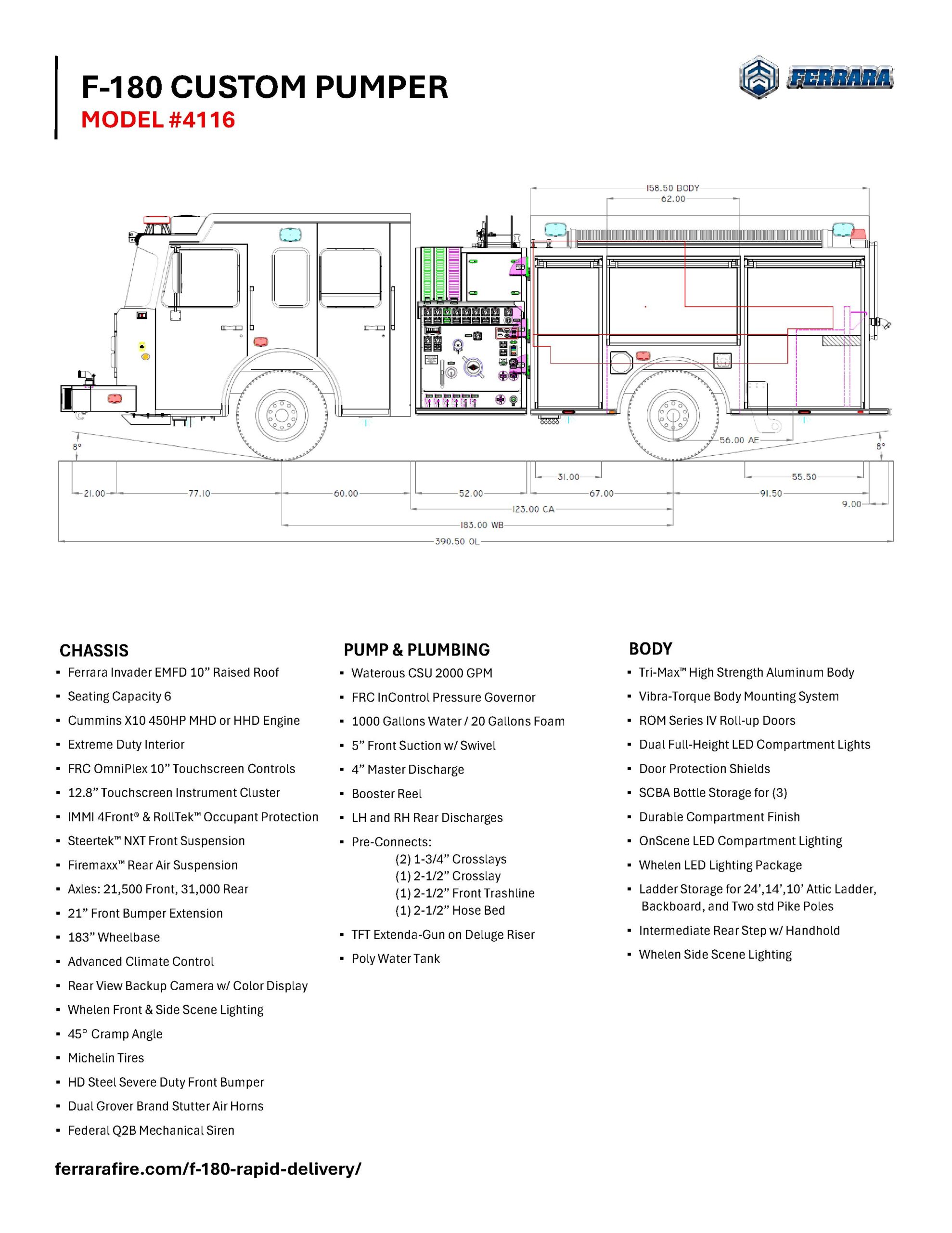 F-180 4116 Pumper engineering drawing