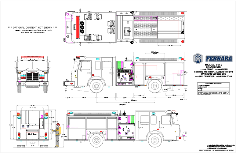 F-180 4115 Pumper engineering drawing