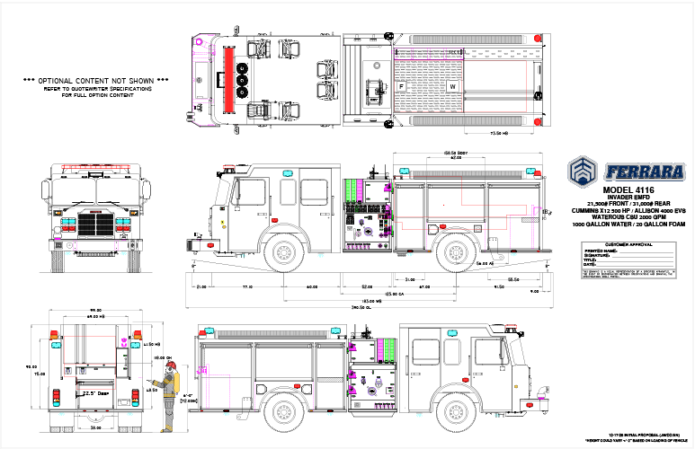 F-180 4116 Pumper engineering drawing