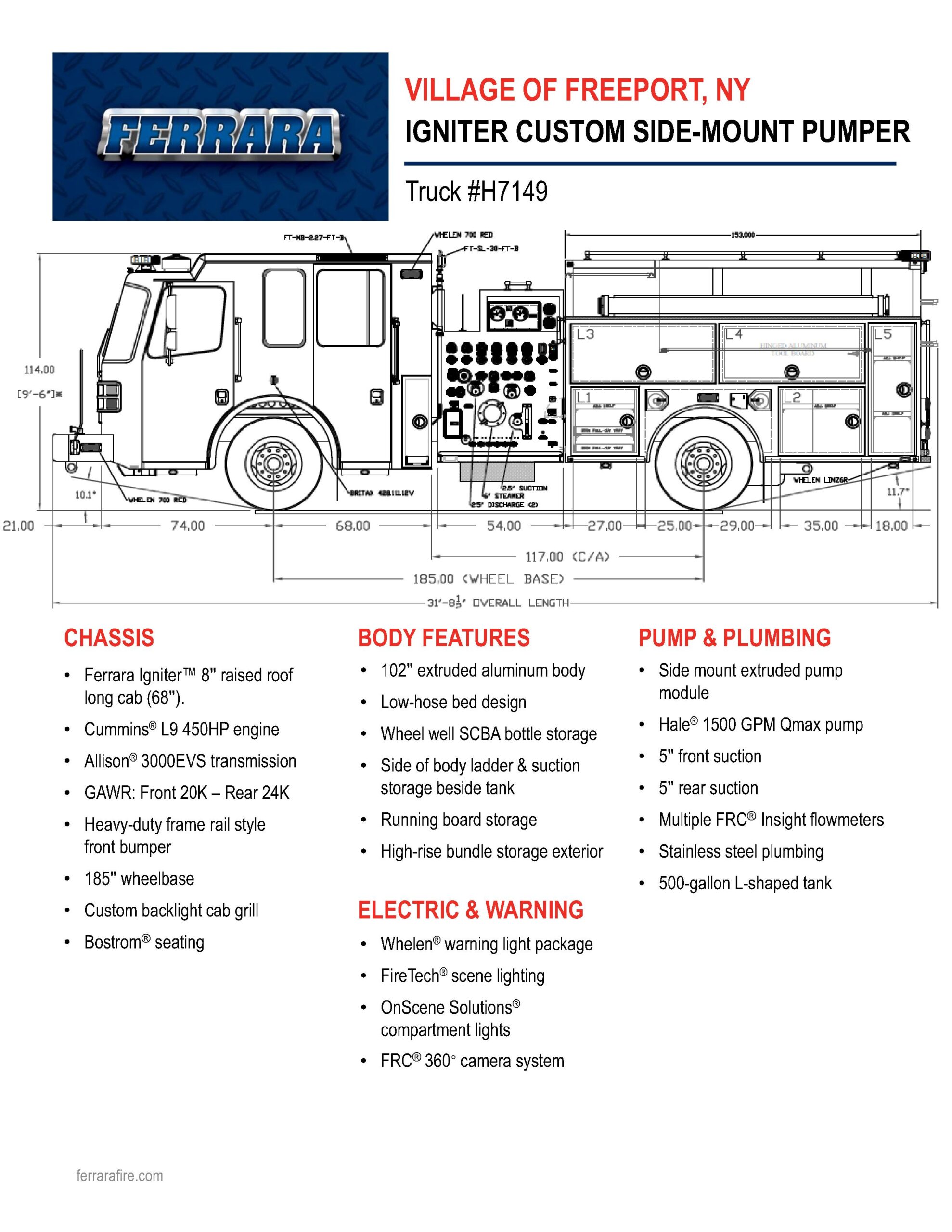 F-180 4106 Pumper engineering drawing